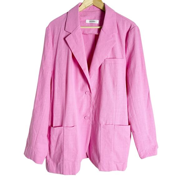 Storets Brianna Pink Oversized Blazer Jacket Size Medium - Picture 3 of 16